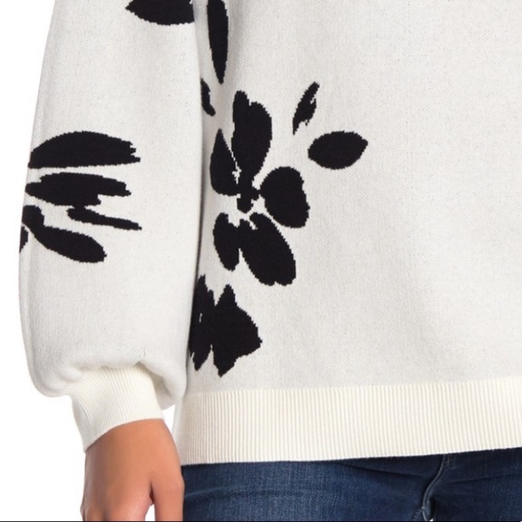 14th & Union Floral Jacquard Knit Sweater Oversize - Picture 3 of 8